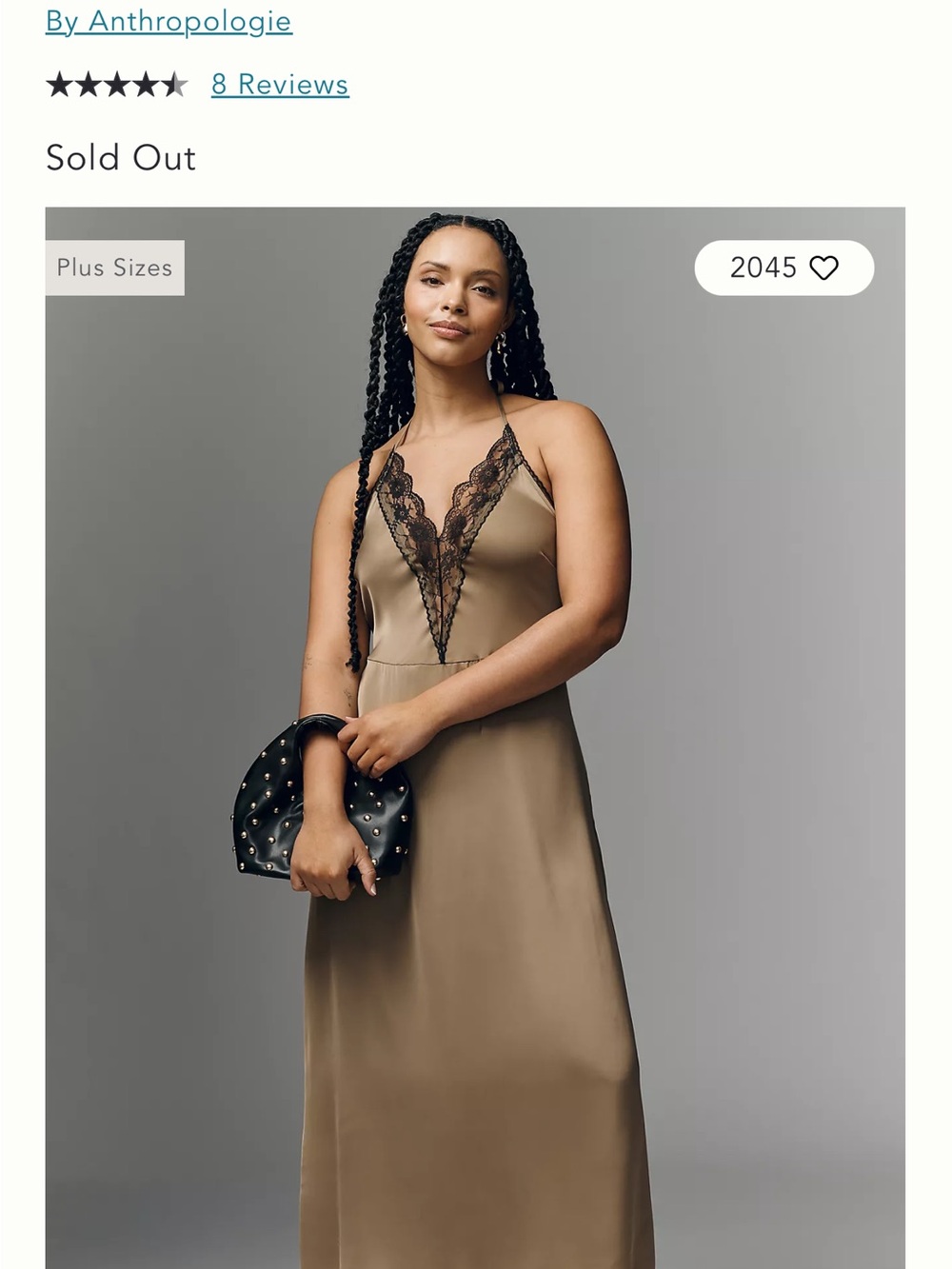By Anthropologie Lace Halter Midi Slip Dress